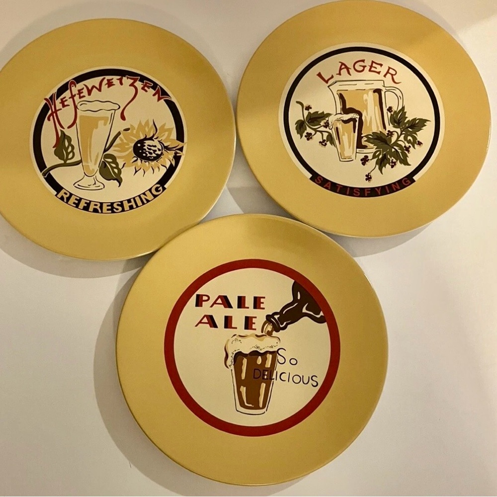 Vintage-Inspired Pottery Barn Beer Plates - Yellow & Cream